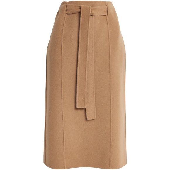 ♥️💛❤️ Max Mara Alec belted wool midi skirt size  12/44 - Picture 12 of 15